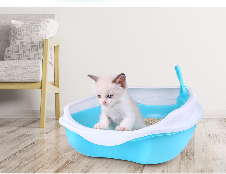 Semi Enclosed Cat Sized Thickened Splash Proof Toilet Litter Box Home Use Litter Tray