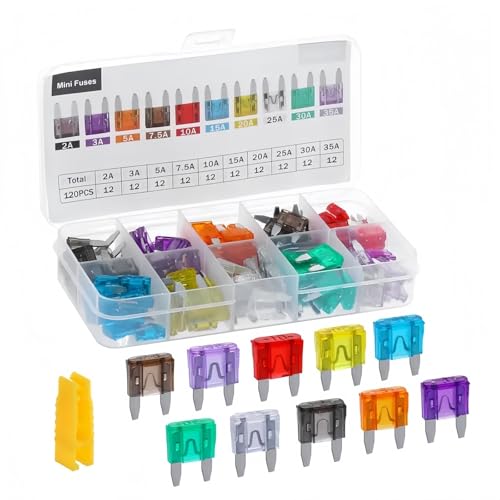 120 Pcs Car Fuses Assorted Kit,Mini Blade Fuses 2A 3A 5A 7.5A10A 15A 20A 25A 30A 35A