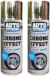2 x Auto Extreme Professional Chrome Effect Spray Perfect Finish Petrol Resistance 400ml
