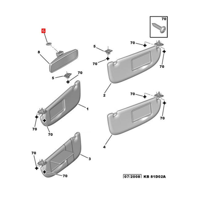 Rear View Mirror Mounting Base Replacement for 206 207 307 407 C2 C6 C1