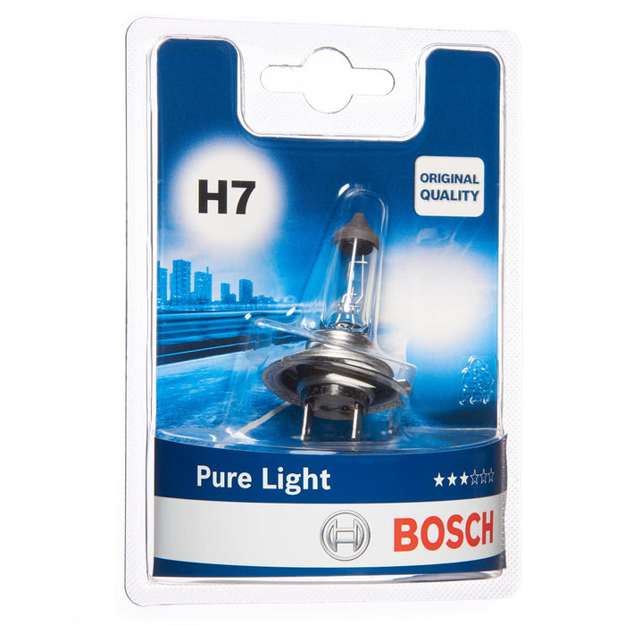 Bosch H7 (477) Pure Light Halogen Headlight Bulb, 12 V 55 W