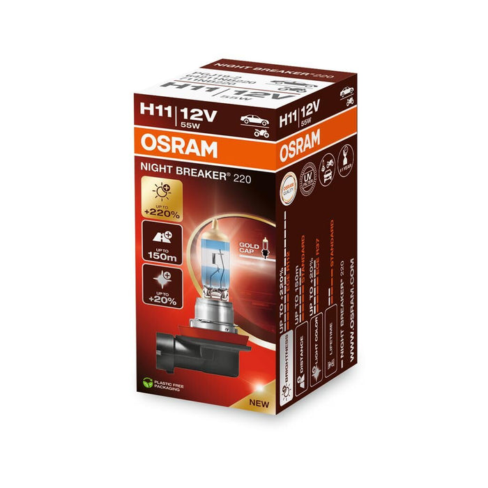 OSRAM NIGHT BREAKER 220 H7  +220% more brightness, halogen headlight lamp, Folding Box (2 lamps)