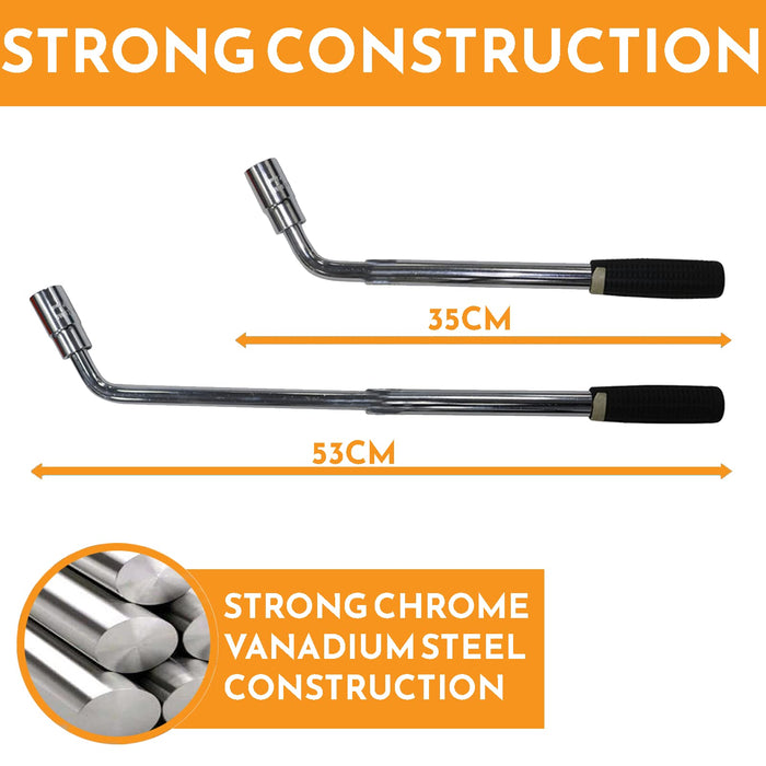 Wheel Brace for Car, Universal Telescopic Wheel Wrench, 17mm, 19mm, 21mm & 23mm with Sockets