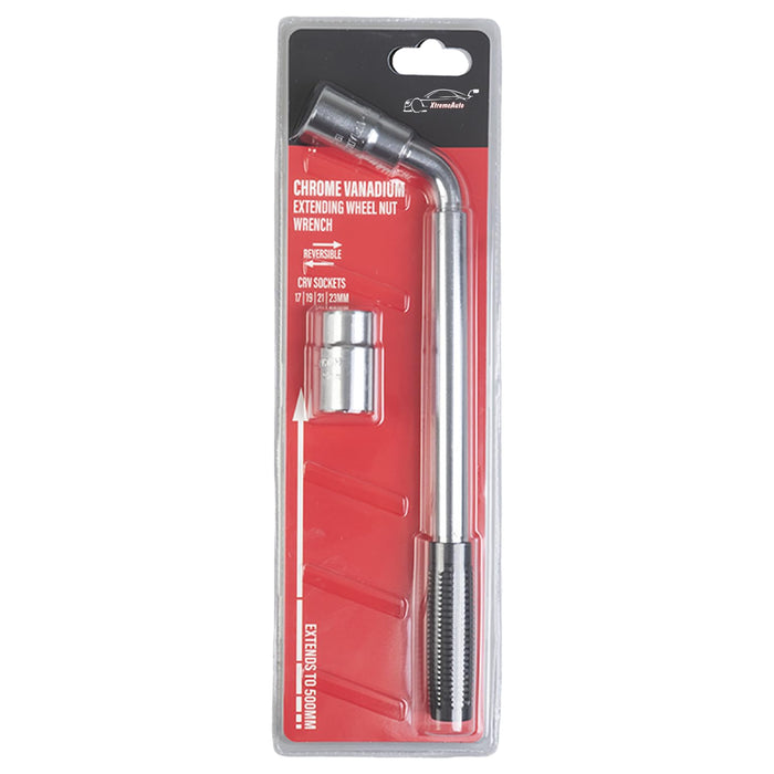 Wheel Brace for Car, Universal Telescopic Wheel Wrench, 17mm, 19mm, 21mm & 23mm with Sockets