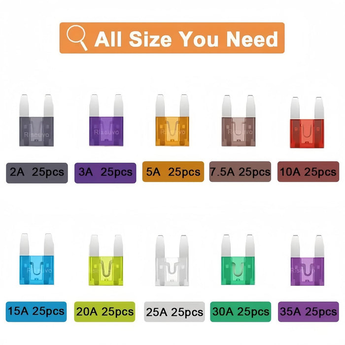 120 Pcs Car Fuses Assorted Kit,Mini Blade Fuses 2A 3A 5A 7.5A10A 15A 20A 25A 30A 35A