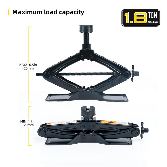 Scissor Jack 2 Tons & Tool Kit for Cars and SUV (2 Ton kit) Car Jack