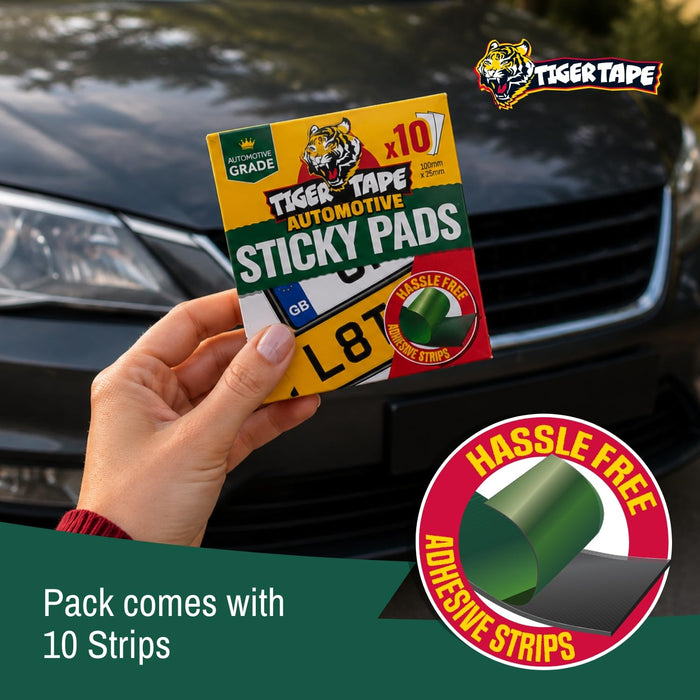 Number Plate Sticky Pads. Heavy Duty Double Sided Adhesive for Licence Plates 10 Strips