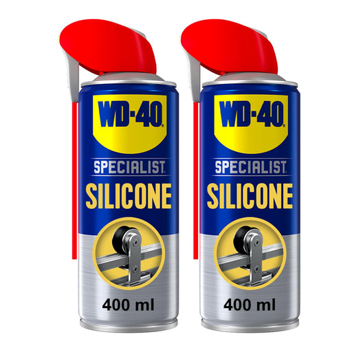 WD-40 Specialist Silicone Spray Lubricant, 400ml Twin Pack, All-Weather Rust Protection Silicone Lubricant