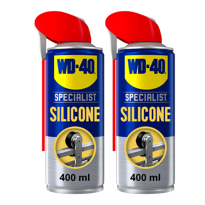 WD-40 Specialist Silicone Spray Lubricant, 400ml Twin Pack, All-Weather Rust Protection Silicone Lubricant