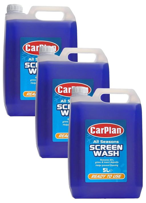 CarPlan All Seasons Ready Mixed Screen Wash, 5 L (Pack of 3) Pristine Windshields