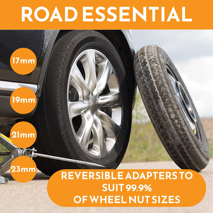 Wheel Brace for Car, Universal Telescopic Wheel Wrench, 17mm, 19mm, 21mm & 23mm with Sockets