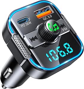 Newest Bluetooth 5.3 Car Adapter FM Transmitter【Dual Stronger Mics】& Car Charger