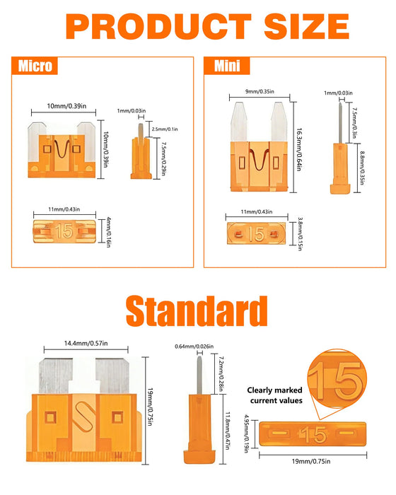 100 PCS Car Fuse Kit , 50 Mini & 50 Standard 1 Puller,2A-40A