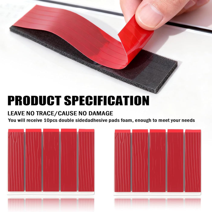 Number Plate Sticky Pads 10 Strips Strong Double Sided Sticky Pads for Car Number Plates, Heavy Duty Adhesive Pads for icense Plates, Drill-Free Fixing Kit