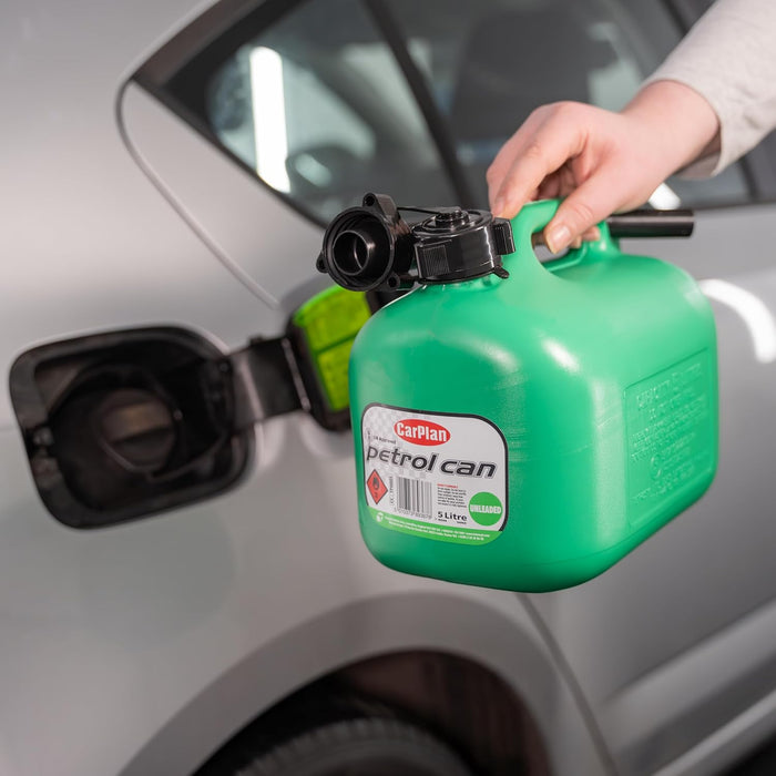 CarPlan Green Unleaded Petrol Fuel Can - 5 Litre with Colour Coded Nozzle