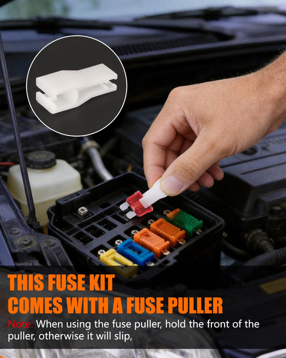 100 PCS Car Fuse Kit , 50 Mini & 50 Standard 1 Puller,2A-40A