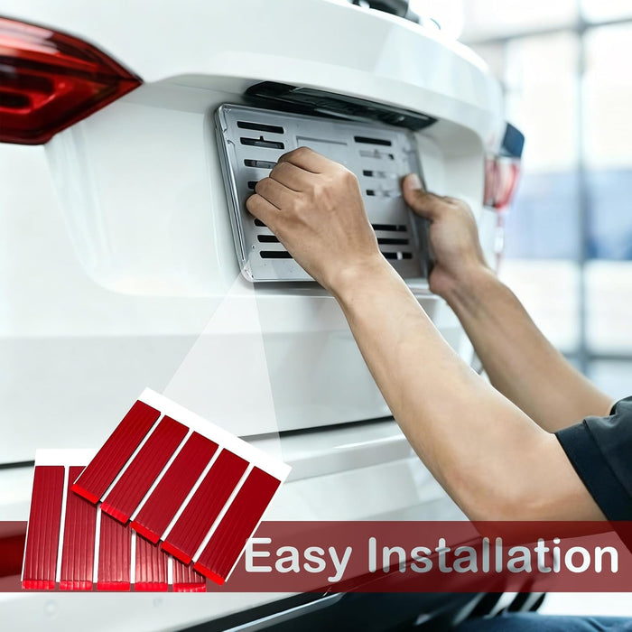 Number Plate Sticky Pads 10 Strips Strong Double Sided Sticky Pads for Car Number Plates, Heavy Duty Adhesive Pads for icense Plates, Drill-Free Fixing Kit