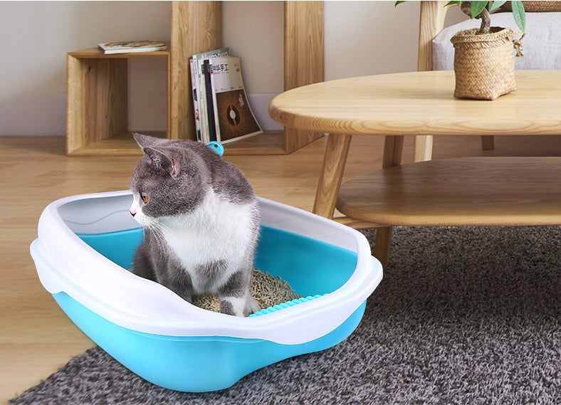 Semi Enclosed Cat Sized Thickened Splash Proof Toilet Litter Box Home Use Litter Tray