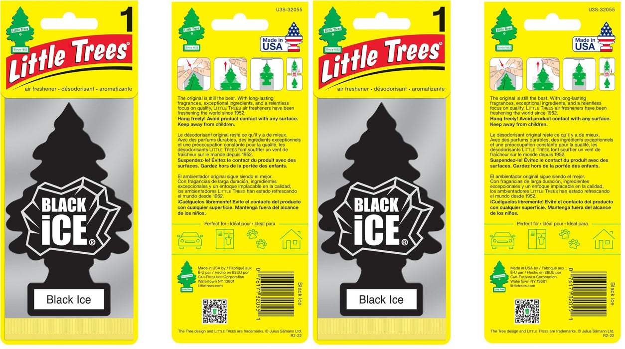 Little Trees Air Freshener Tree MTR0004 Black Ice Fragrance For Car Home Boat Caravan - Single Pack