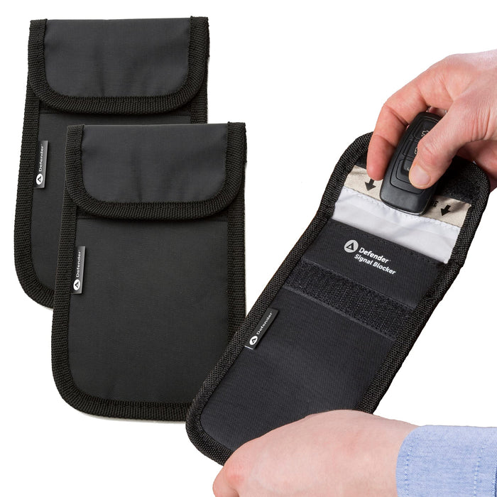 Defender Signal Blocker 2 Pack - RFID Faraday Pouch - Police Accredited Car Key Security Case - Phone Case Signal Blocking Device - Faraday Bag for Car Keys Mobile Phone Credit Cards