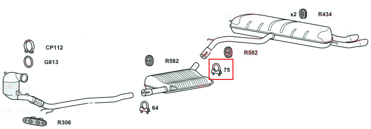 For Audi A3 8V Exhaust U Bolt Clamp Heavy Duty Clamp with Nuts (Sizes 75mm)