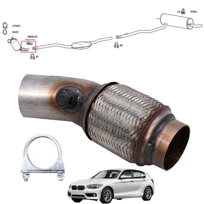 Exhaust Flexi Flex Repair Front Pipe Stainless For BMW 116D 1.5D F20 & F21
