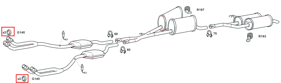 For BMW 5 Series E34 E39 Front Down Pipe Upper Exhaust Gasket