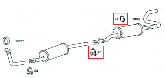 For Fiat Ducato MK1 Models Kit Exhaust Rubber Hanger Mount + Clamp