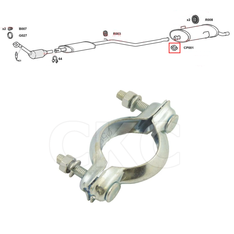 For Peugeot 206 Models 1.1 1.2 1.4 1.6 & 2.0 Rear Back Box Silencer Exhaust Clamp
