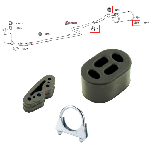 For Vauxhall Combo D 1.6 Rear Back Box Silencer Rubber Clamp Exhaust Fit