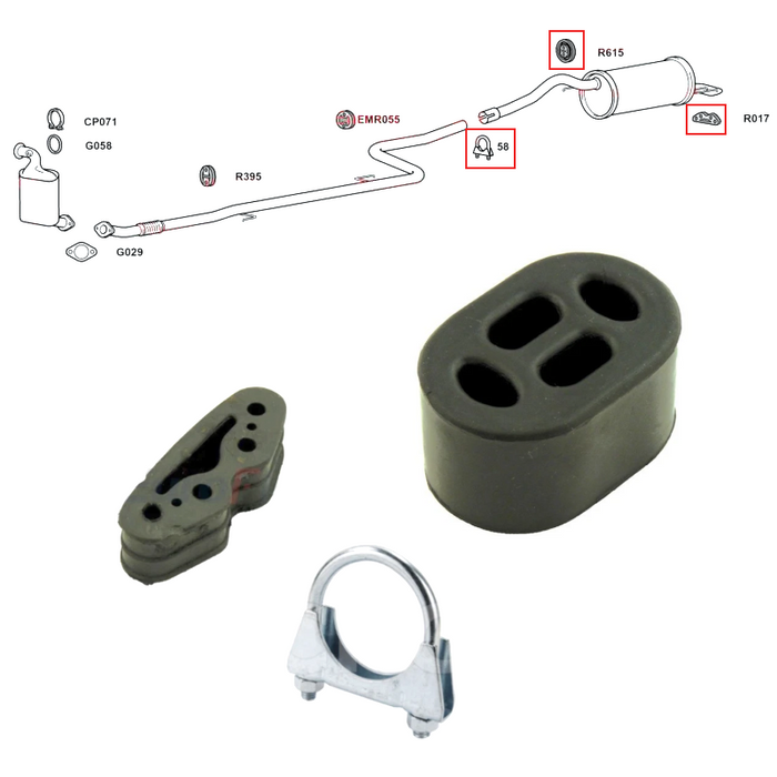 For Fiat Doblo 1.6D Models Rear Back Box Silencer Rubber Clamp Exhaust Fit
