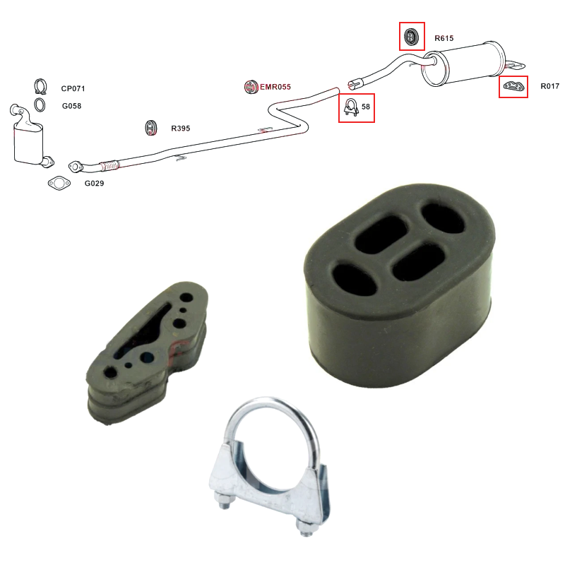 For Fiat Doblo 1.6D Models Rear Back Box Silencer Rubber Clamp Exhaust Fit