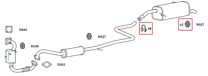 Rear Exhaust Silencer Back Box for Ford Fiesta EcoBoost Fittinng Kit (2012-2018)