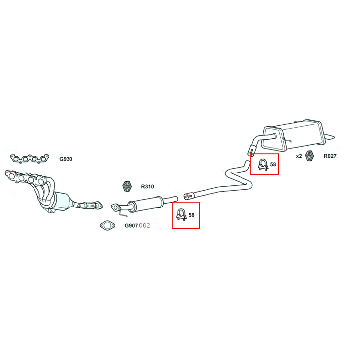For Ford EcoSport 1.5 2013 To 18 Centre & Back Box Rear Exhaust Silencer Clamp