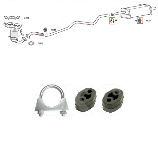 For Mazda 2 Models 1.2 & 1.4 Rear Exhaust Back Box Rubber & Clamp
