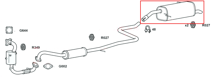 Rear Exhaust Silencer Back Box for Ford Fiesta EcoBoost Models 1.0 (2012-2018)