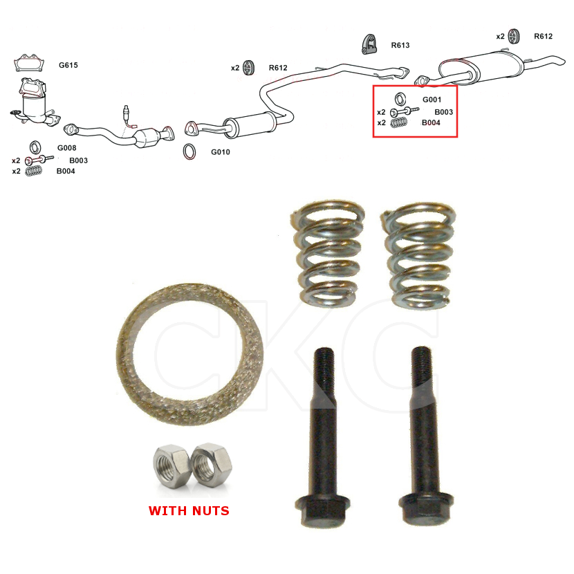 For Honda Insight ZE2 1.3 Rear Back Box Silencer Exhaust Gasket Fitting Kit