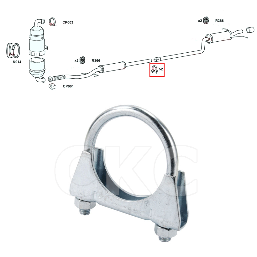 For Mini Clubman / Hatch R55 R56 1.6 D Rear Back Back Silencer Exhaust Clamp