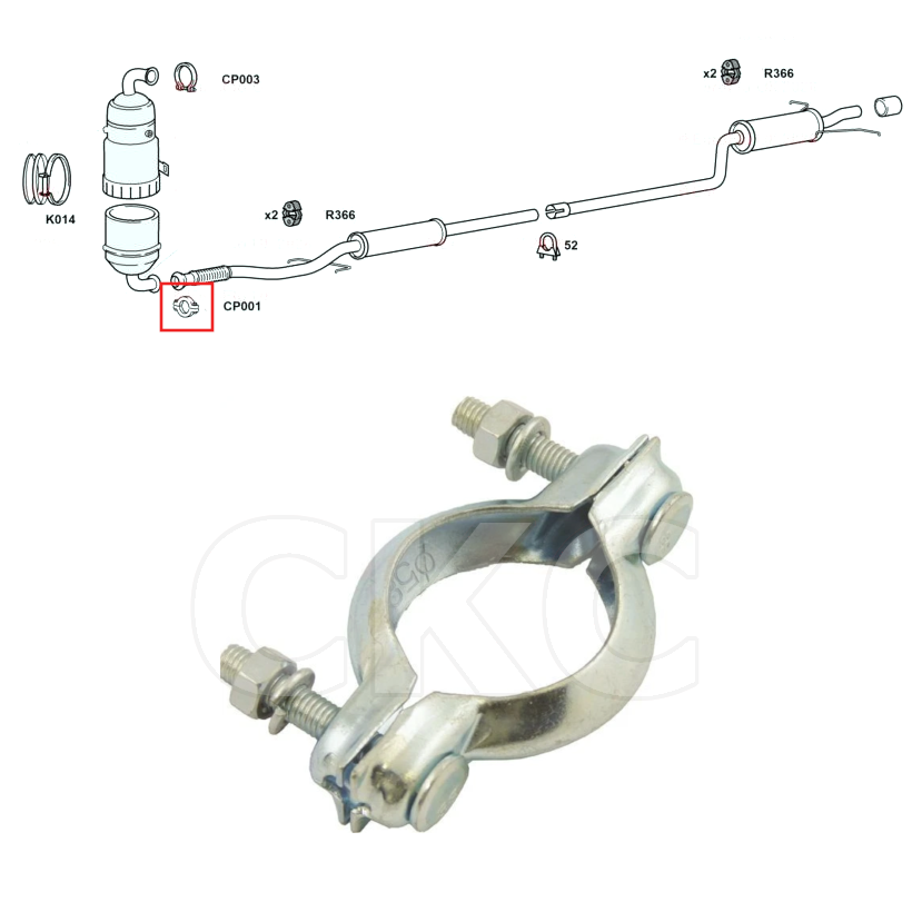 For Mini Clubman / Hatch R55 R56 1.6 Diesel Lower Down Pipe Exhaust Clamp