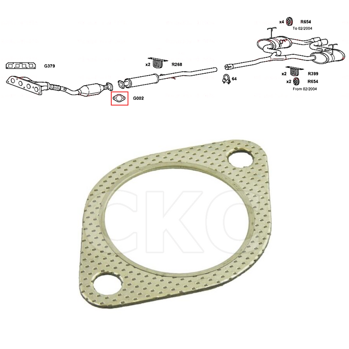 For Bmw Mini 1.6 Models R52 R53 CAT Down Pipe Lower Centre Exhaust Gasket
