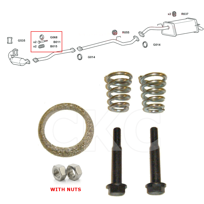 For Nissan Note E11 Models 1.5 Front Exhaust Gasket Bolts Springs Kit