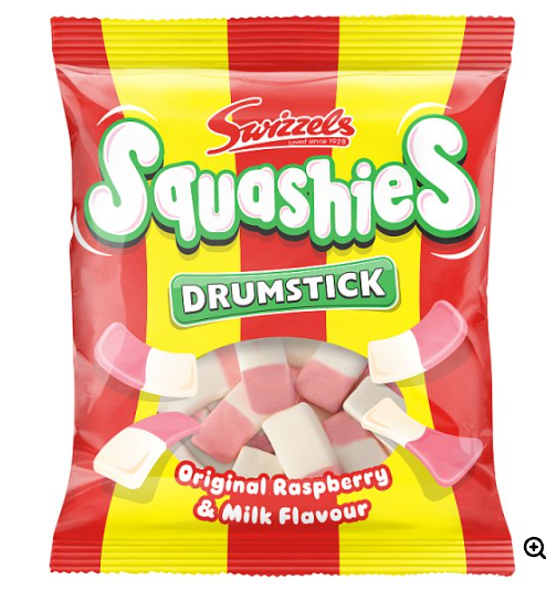 Swizzels Squashies Original Raspberry & Milk 140g (Pack Of 12)