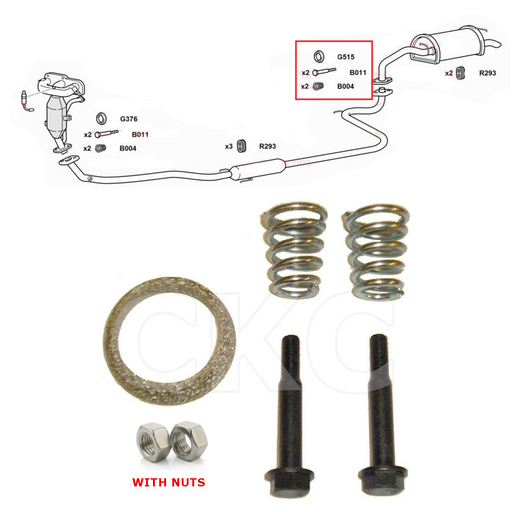 Toyota Yaris KSP90 Models 1.0 2005 To 2012 Exhaust Back Box Gasket Fitting Kit