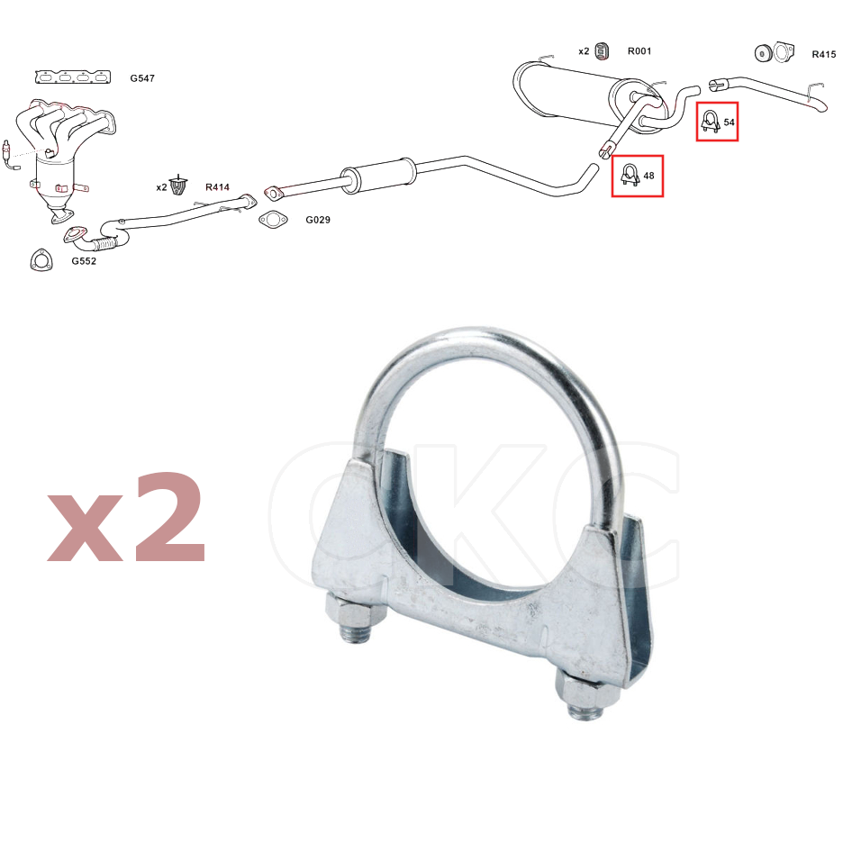 For Vauxhall Astra MK6 (J) 1.6 Models 2011 To 2015 Back Box Exhaust Clamps