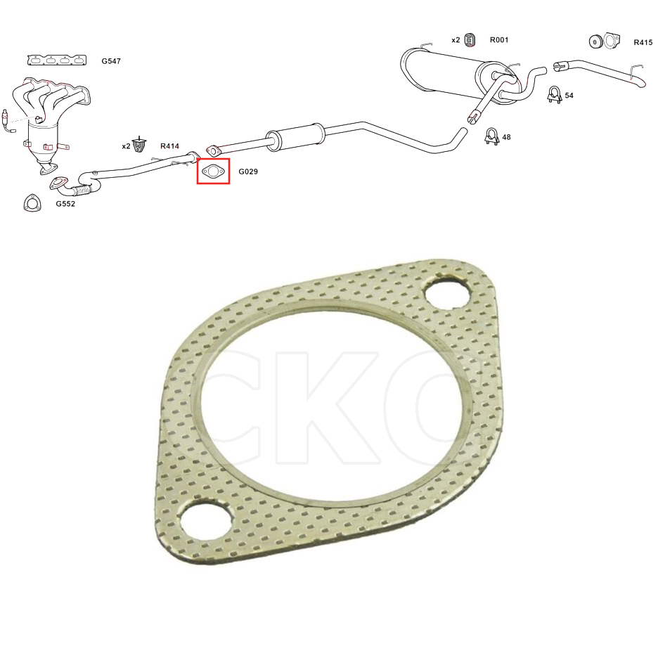 For Vauxhall Astra MK6 (J) 1.6 Models 2011 To 2015 Back Box Exhaust Gasket