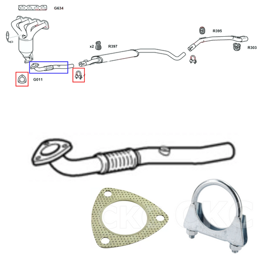For Front Exhaust Pipe With Flexi Section for Vauxhall Adam 1.4 2012-2019