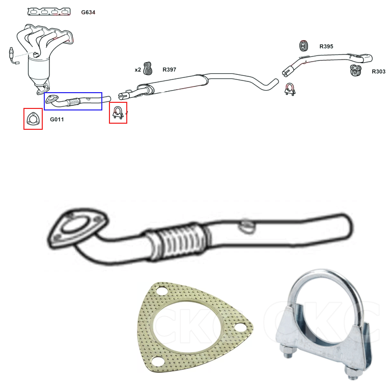 EuroFlo Front Exhaust Pipe With Flexi Section for Vauxhall Adam 1.4 2012-2019