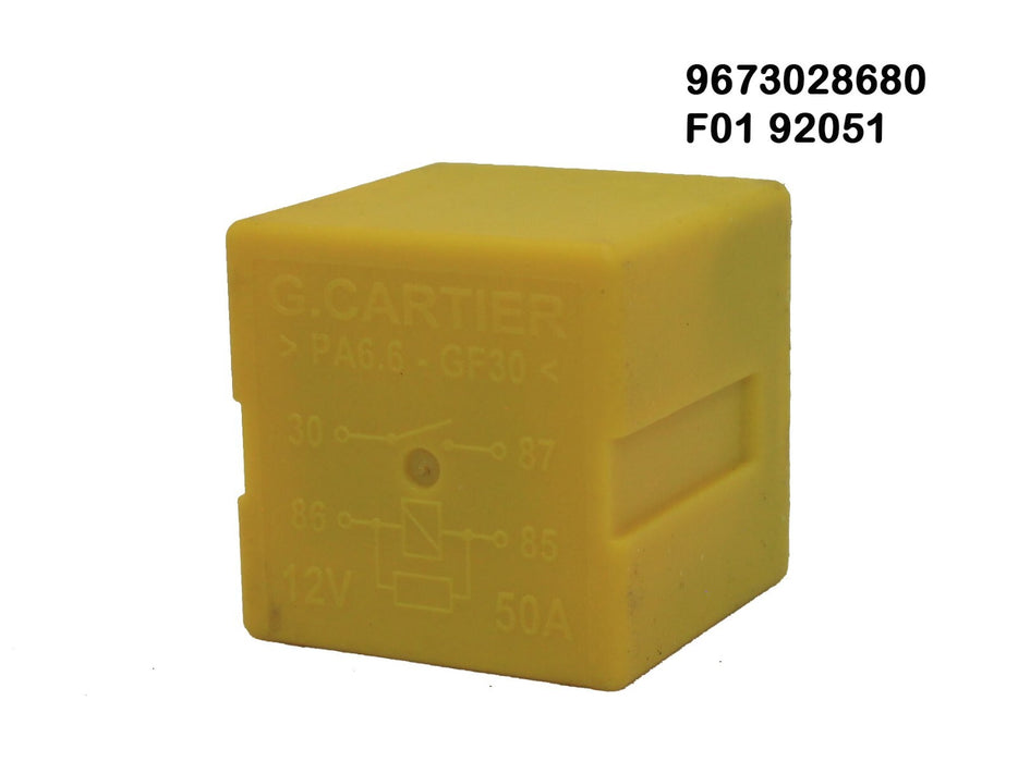 9673028680 Peugeot Citroen (2009-2017) 4-Pin Yellow Relay 50A G.Cartier F0192051