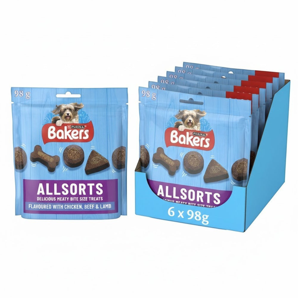 Bakers Allsorts Dog Treats 6 x 98g Bulk Bundle - Chicken, Beef & Lamb Meaty Bite