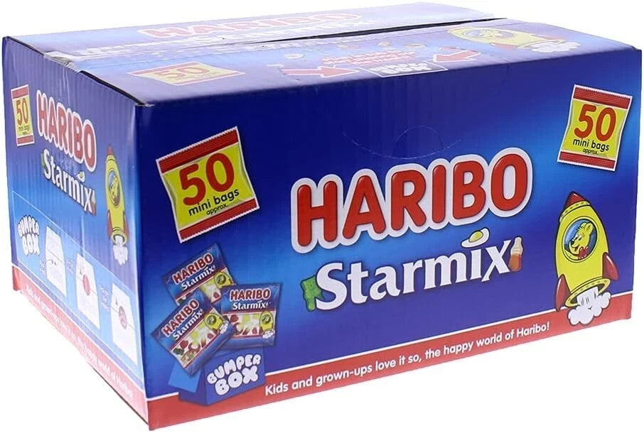 HARIBO Sweets STARMIX 50 x 16g Treat Bags Jelly Gummy Sweet Halloween Kids Party